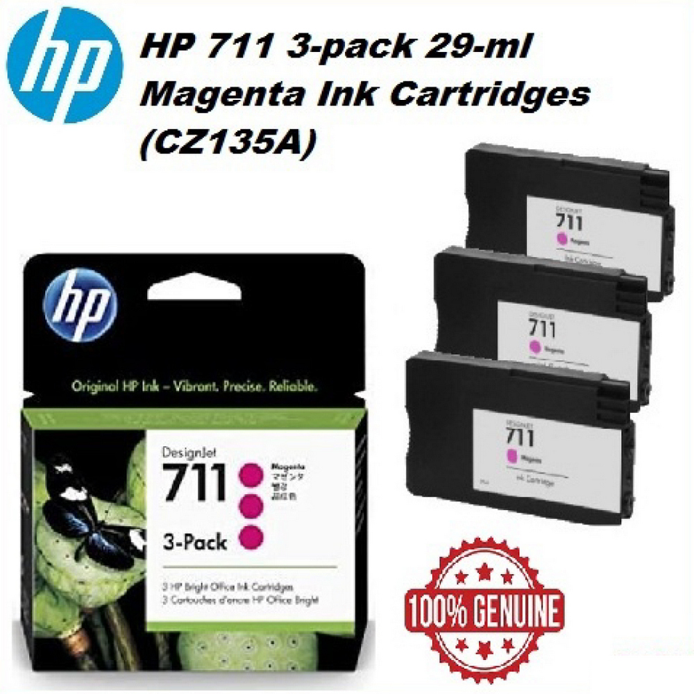HP 711 3-pack 29-ml Colour DesignJet Ink Cartridges